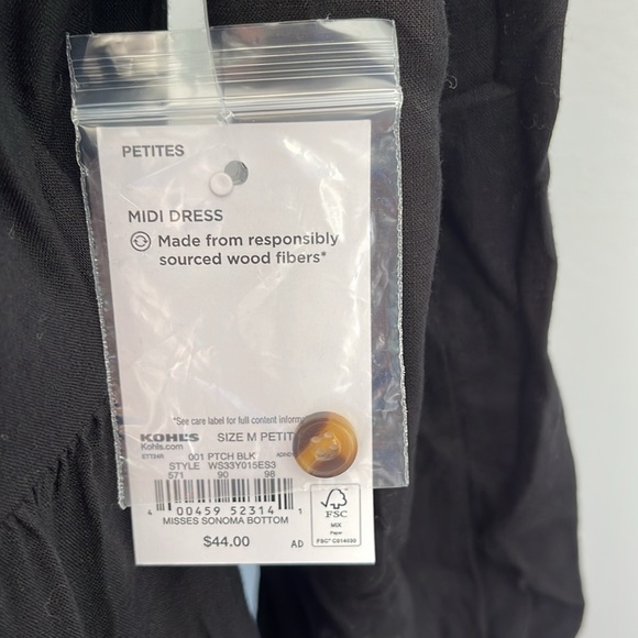 ‼️SOLD‼️Sonoma Midi Black Dress size M petite NWT - Picture 6 of 7